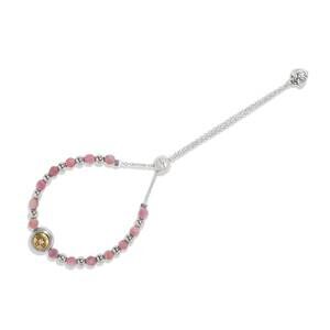 NEW BRIGHTON women's mosaic two tone beaded bracelet in mauve / silver